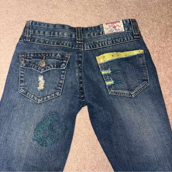 TRUE RELIGION UNIQUE Women's Distressed Bootcut Jeans, Size 27 - Picture 3 of 5